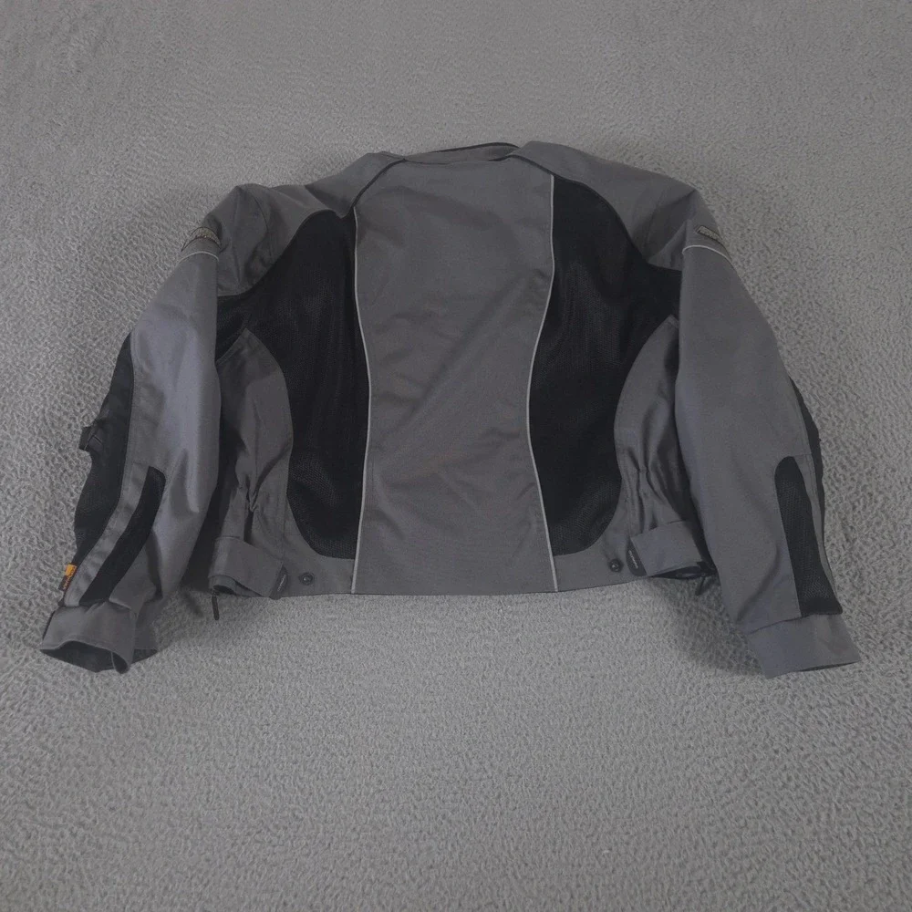 Olympia Moto Sports Jacket Mens XL Gray Black Mesh Padded 3M Reflective Riding
